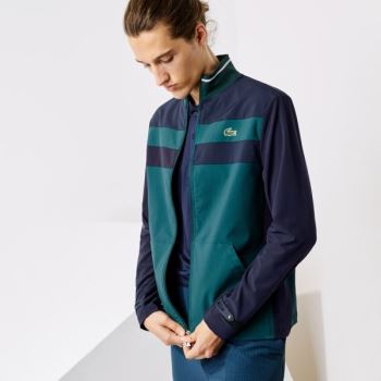 Lacoste Lacoste SPORT Two-Tone Zippered Golf Sweatshirt Pánské - Mikiny Zelene / Tmavě Blankyt Blank